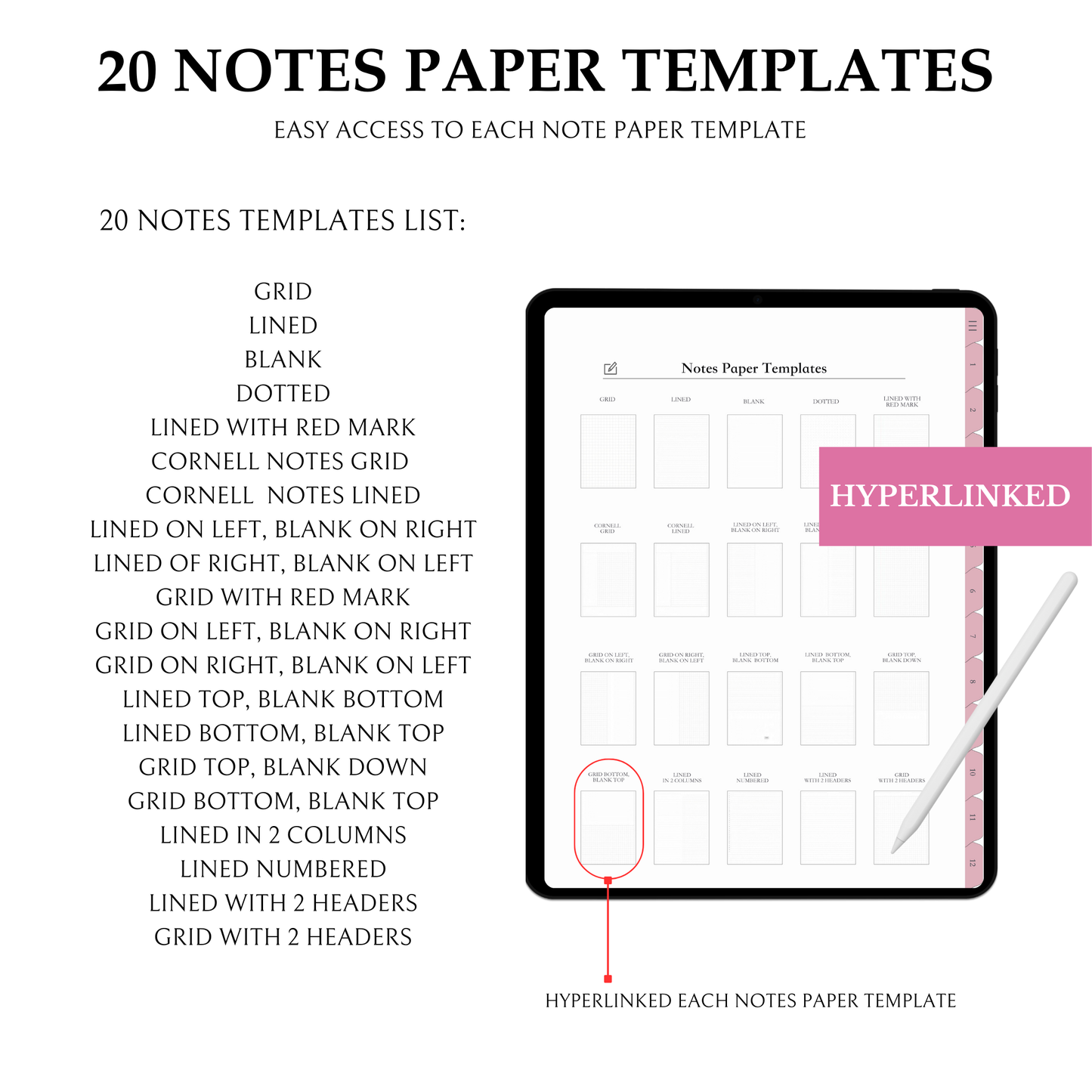 Digital Notebook, Portrait, Goodnotes, Android Friendly Tablet, 12 Sections, Free Covers, Peonies, Pink