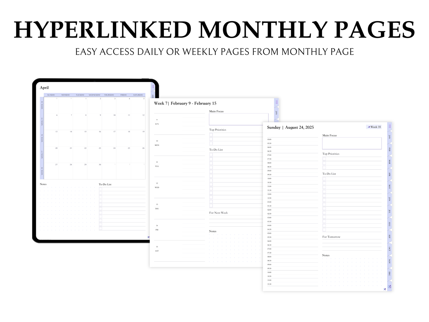 2025 – Daily, Weekly, Monthly | Sunday Start | Lavender Leather Cover | Goodnotes & Android Compatible