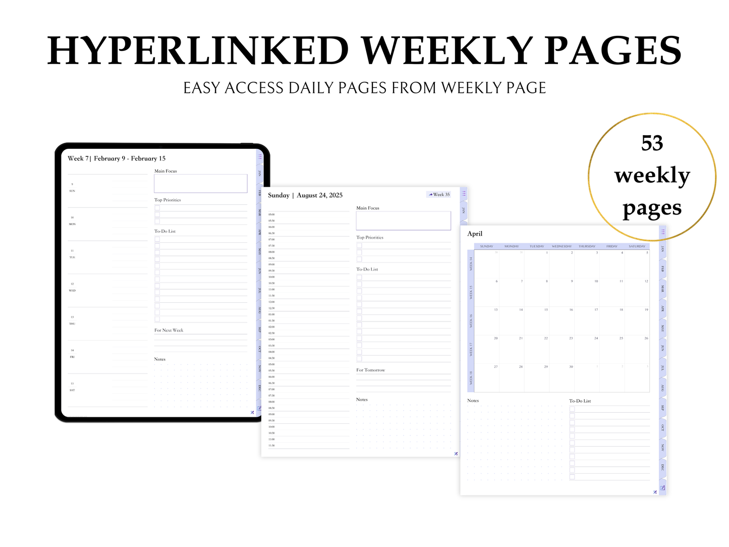 2025 – Daily, Weekly, Monthly | Sunday Start | Lavender Leather Cover | Goodnotes & Android Compatible