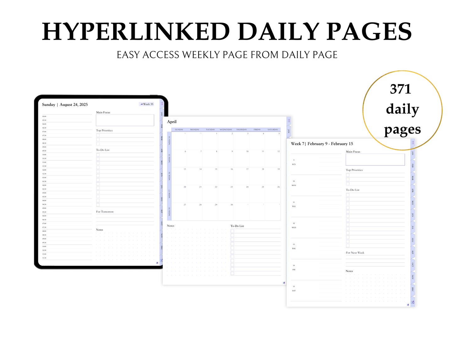 2025 – Daily, Weekly, Monthly | Sunday Start | Lavender Leather Cover | Goodnotes & Android Compatible