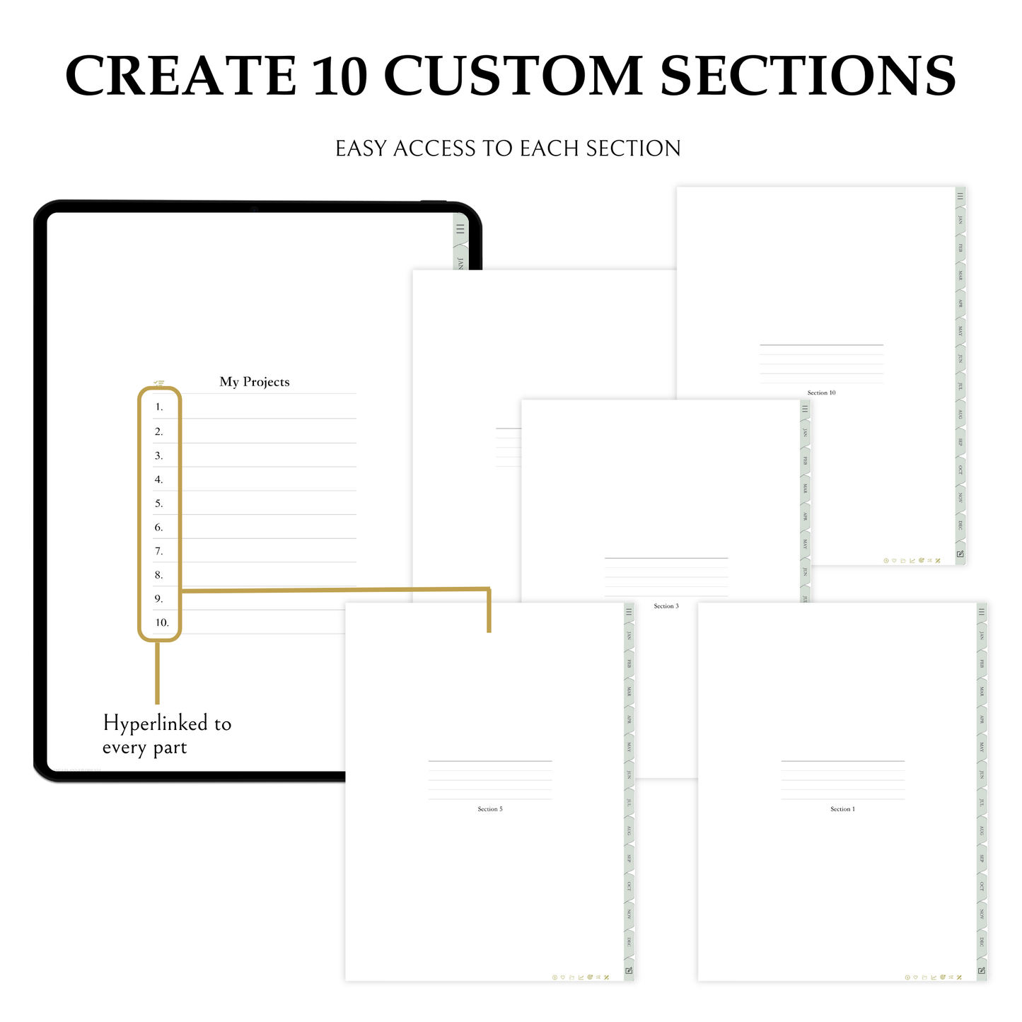 Ultimate Digital Planner, 2025, Portrait, Hyperlinked, Goodnotes, Android, Green, Wellness, Finance, Organization, Projects, Goals, Notes