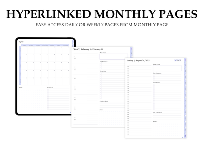 2025 – Daily, Weekly, Monthly | Sunday Start | Lavender Leather Cover | Goodnotes & Android Compatible