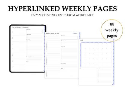 2025 – Daily, Weekly, Monthly | Sunday Start | Lavender Leather Cover | Goodnotes & Android Compatible