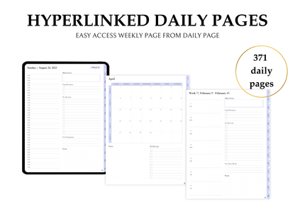 2025 – Daily, Weekly, Monthly | Sunday Start | Lavender Leather Cover | Goodnotes & Android Compatible