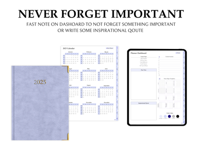 2025 – Daily, Weekly, Monthly | Sunday Start | Lavender Leather Cover | Goodnotes & Android Compatible